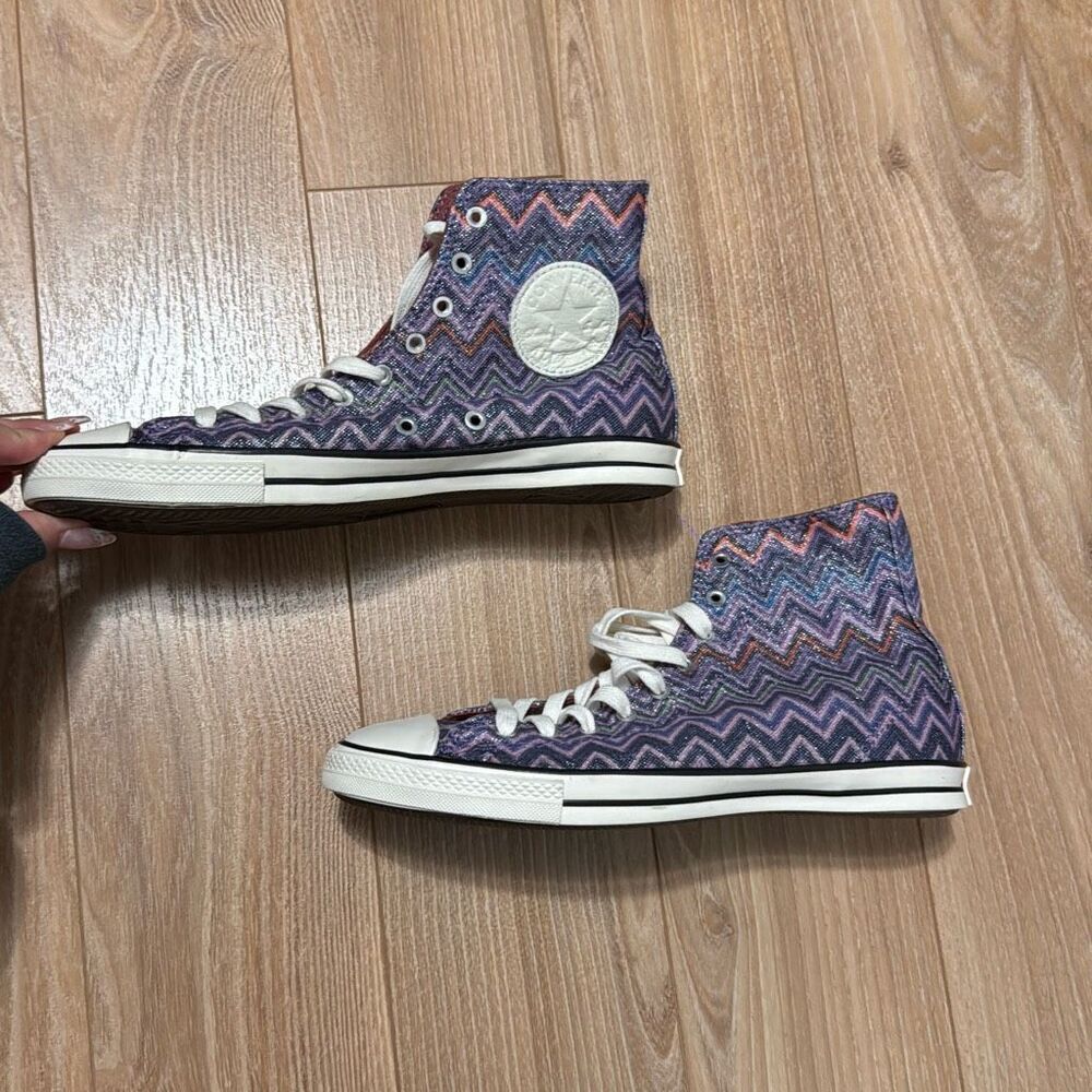 MISSONI X CONVERSE "Mediterranean" High Top Sneakers Size 6 NEW Purple